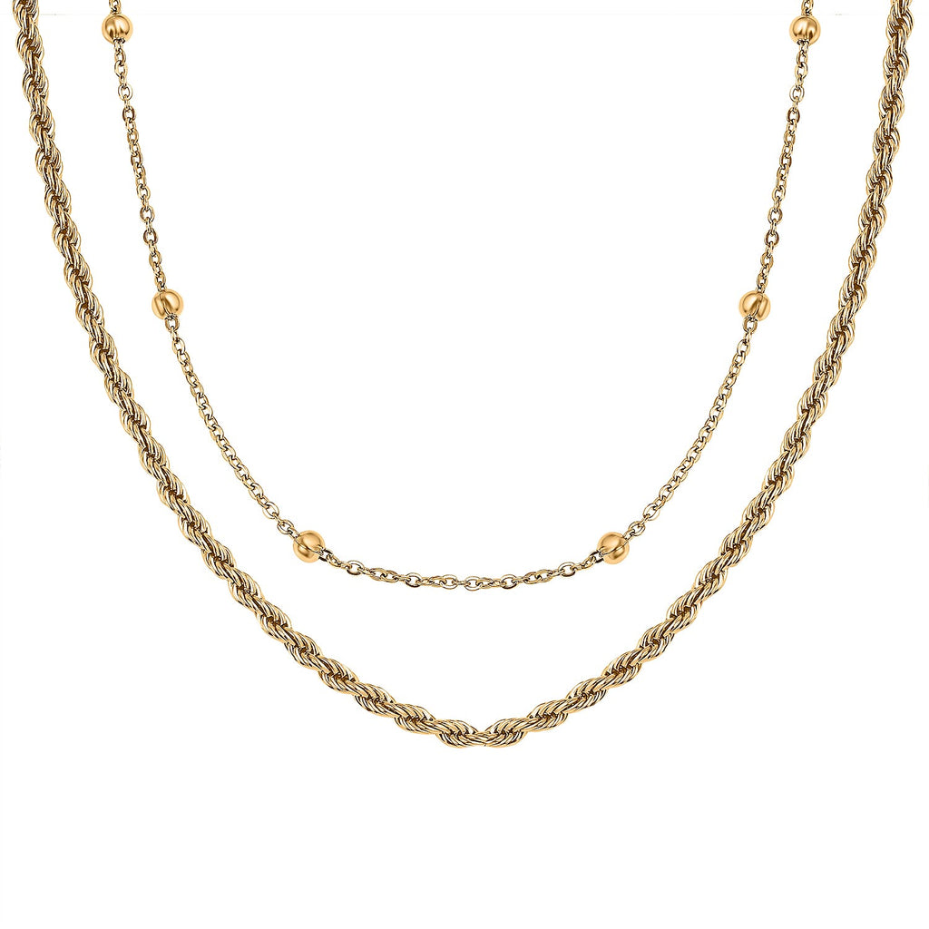 Set of 2 -  NecklaceE Pure White Stainless Steel