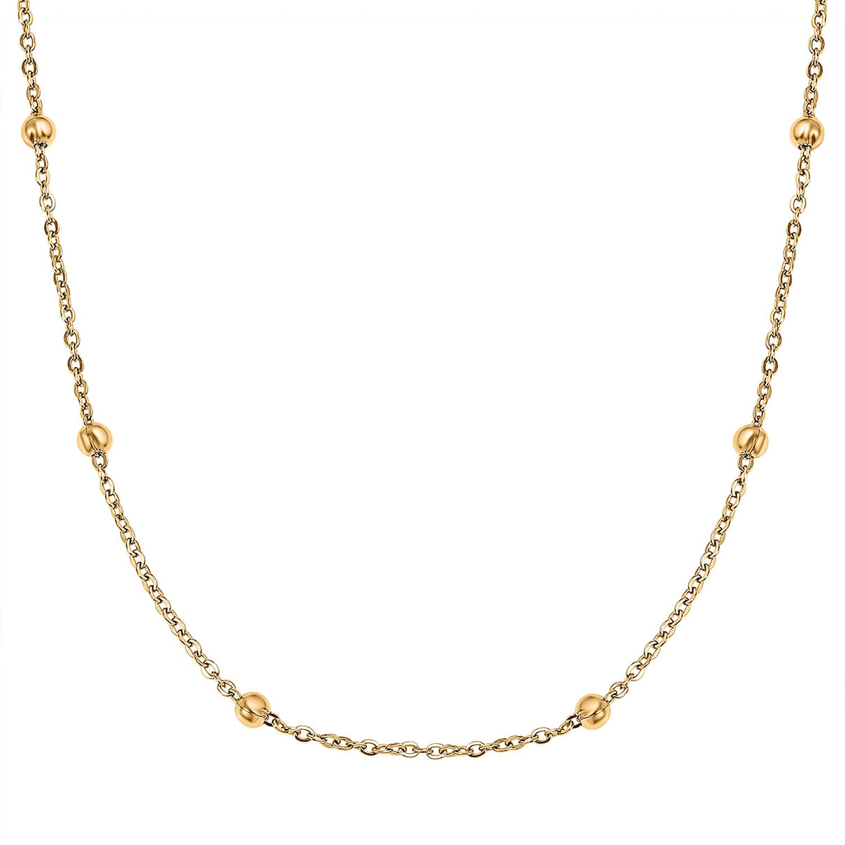 Set of 2 - Rope and Bead Necklace in Stainless Steel with Yellowtone 4206658 5
