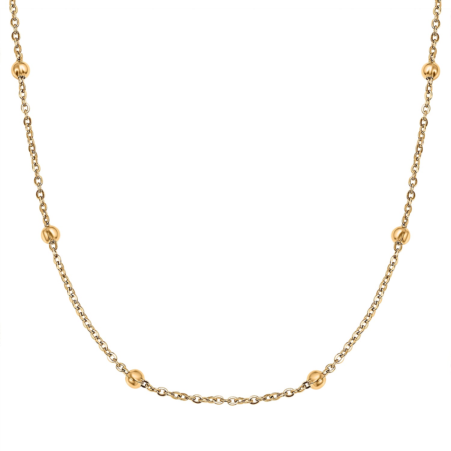 Set of 2 - Rope and Bead Necklace in Stainless Steel with Yellowtone 4206658 5