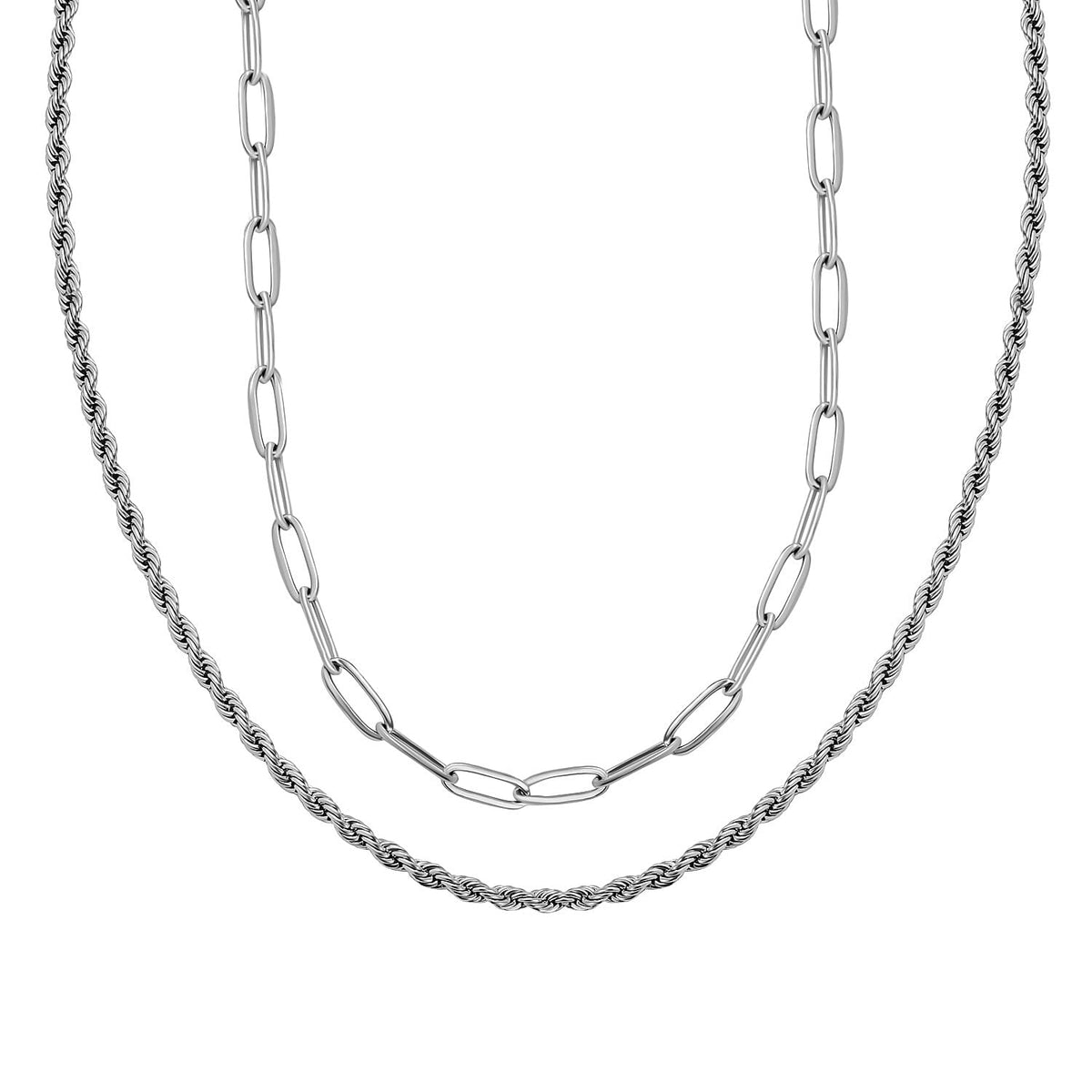 Set of 2 - Necklace Pure White Stainless Steel 4206661 0