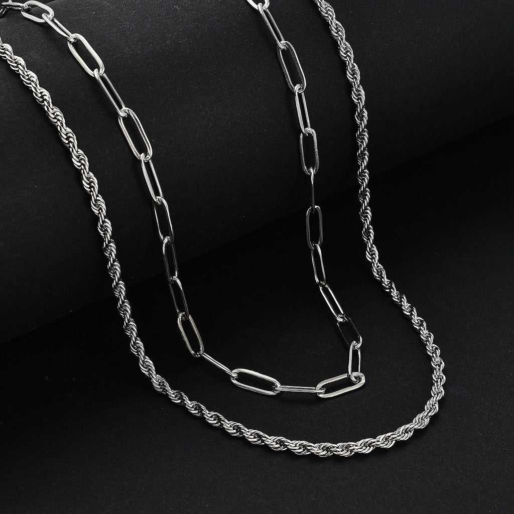 Set of 2 -  NecklaceE Pure White Stainless Steel