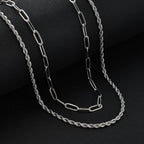 Set of 2 -  NecklaceE Pure White Stainless Steel