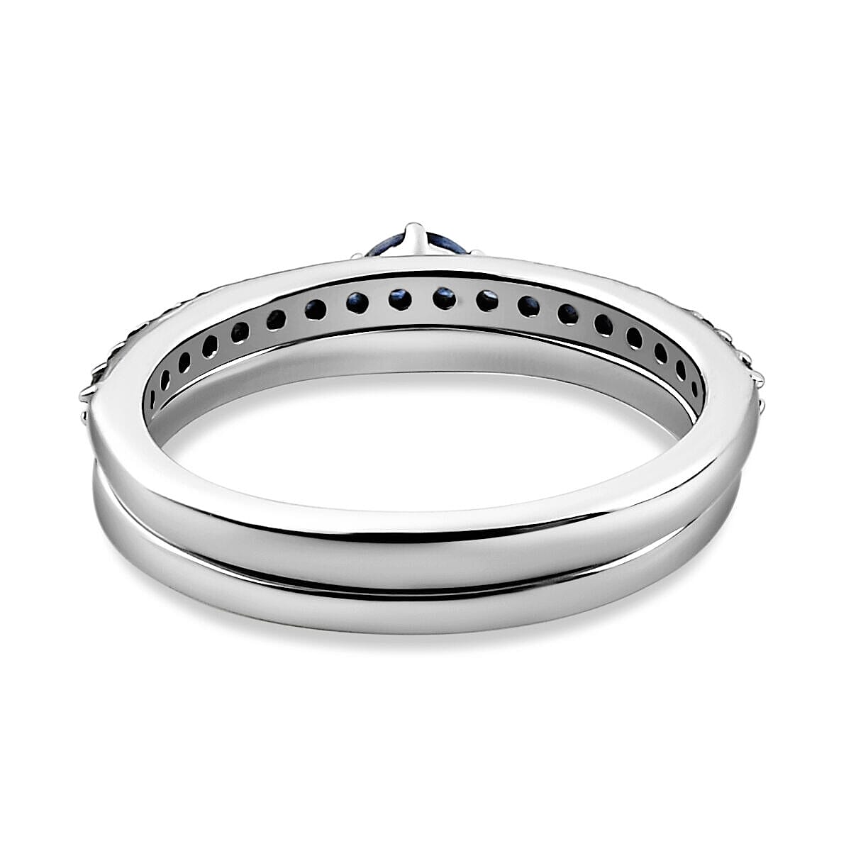 Set of 2 - RHAPSODY 950 Platinum AAAA Ceylon Sapphire Half Eternity and Solitaire Ring 4079134 9