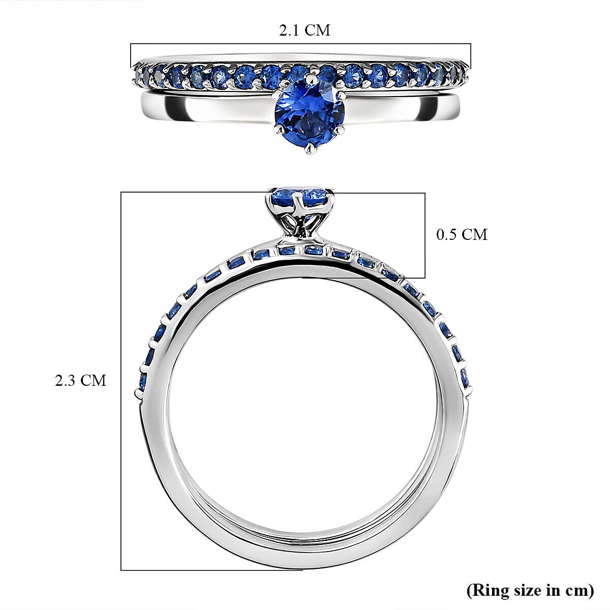 Set of 2 - RHAPSODY 950 Platinum AAAA Ceylon Sapphire Half Eternity and Solitaire Ring 4079134 11