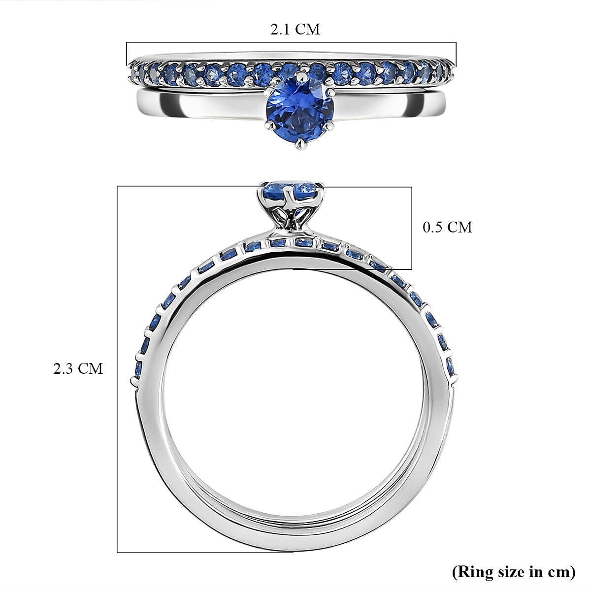 Set of 2 - RHAPSODY 950 Platinum AAAA Ceylon Sapphire Half Eternity and Solitaire Ring 4079134 13