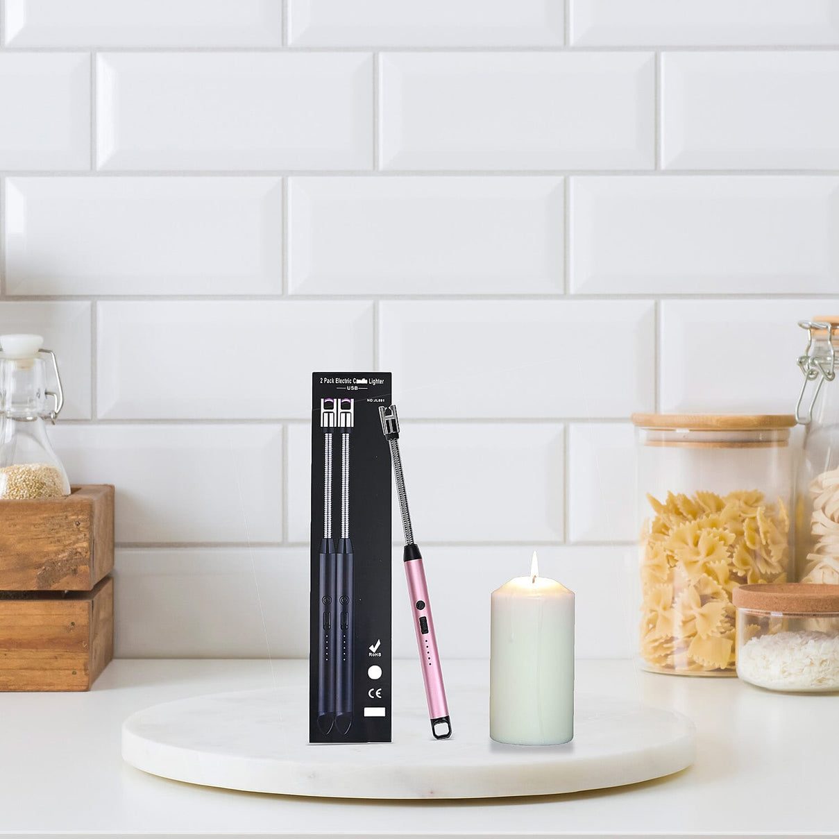 Set of 2 Rechargeable Electric Lighters - Pink 7802912 10