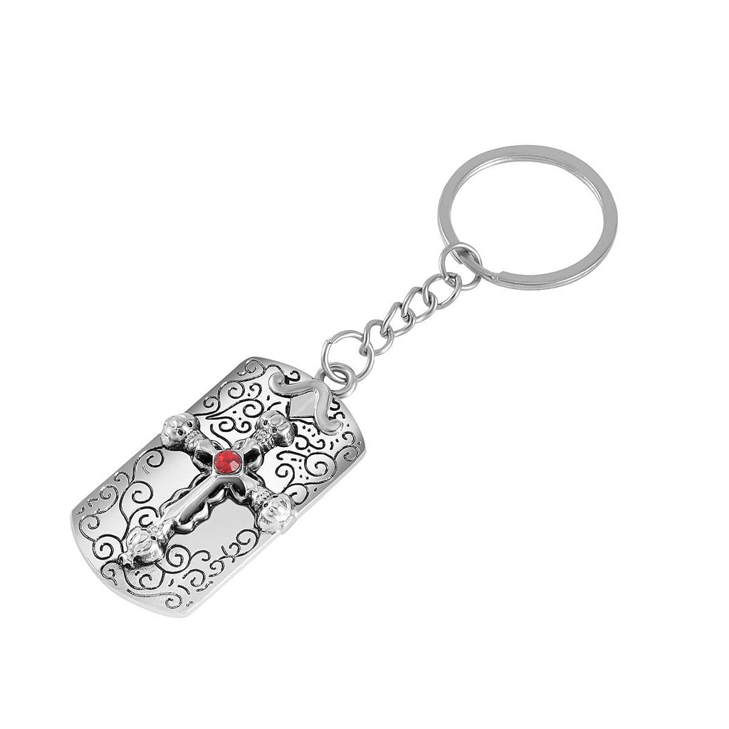 Set of 2 - Red Austrian Crystal Evil Eye & Bird Keychain in Dual Tone