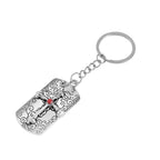 Set of 2 - Red Austrian Crystal Evil Eye & Bird Keychain in Dual Tone
