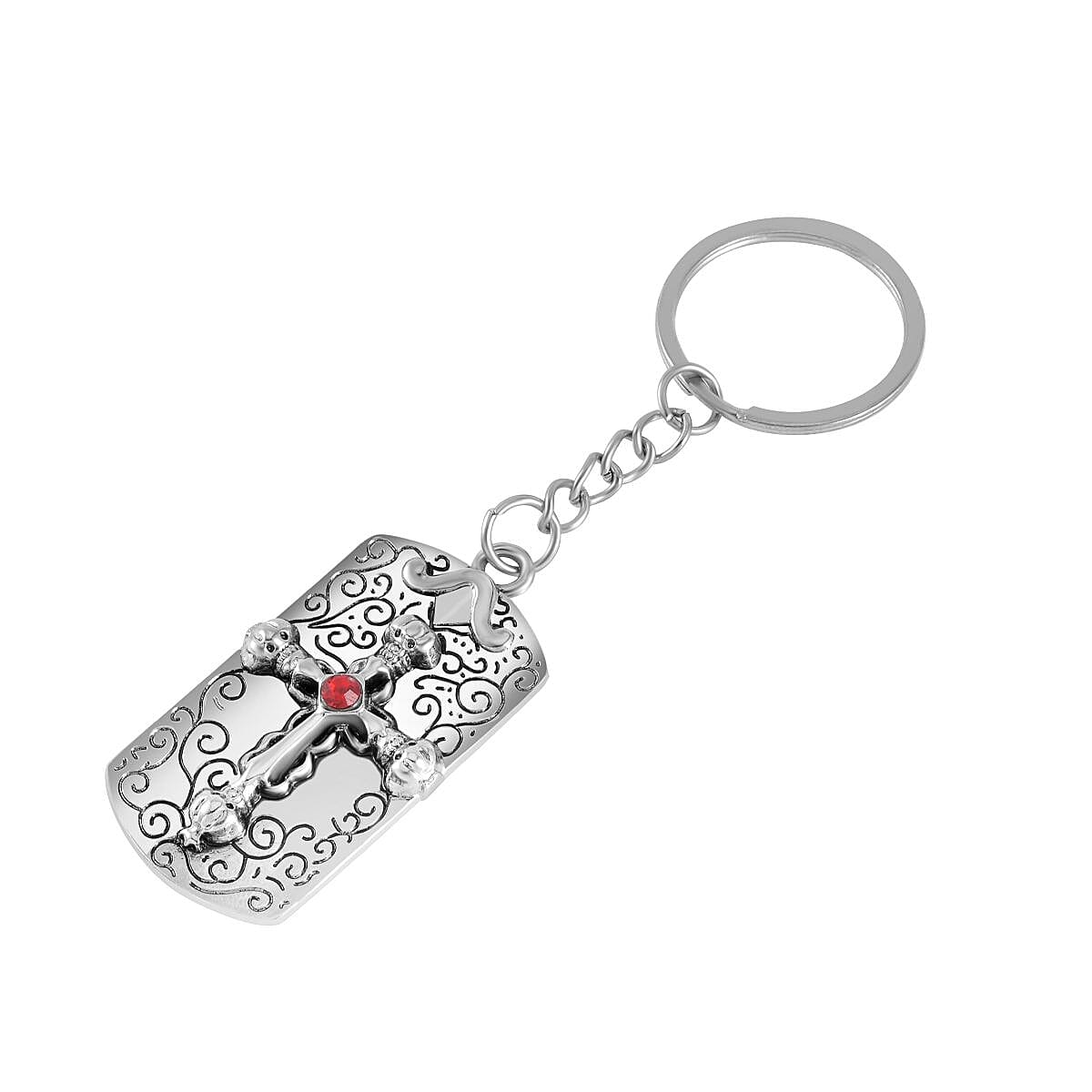 Set of 2 - Red Austrian Crystal Evil Eye &amp; Bird Keychain in Dual Tone 4177586 4