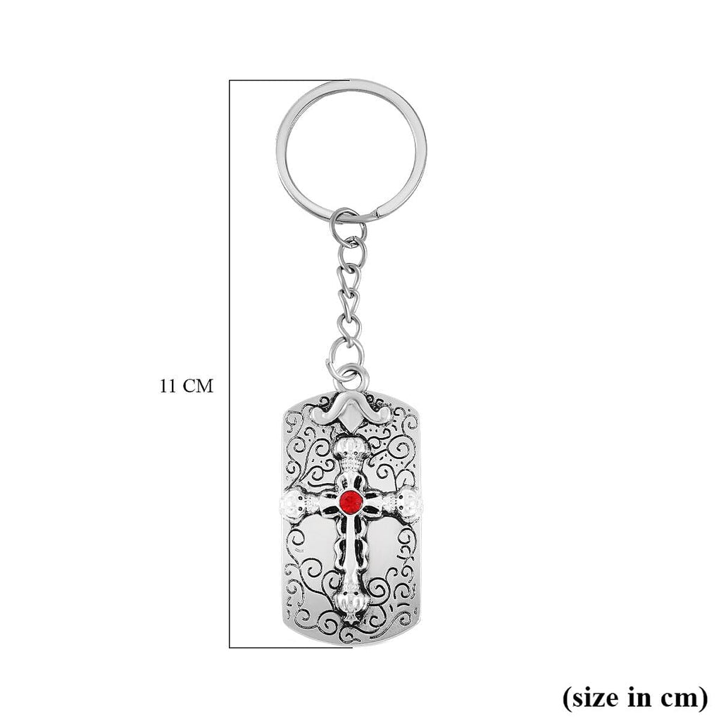 Set of 2 - Red Austrian Crystal Evil Eye & Bird Keychain in Dual Tone