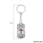 Set of 2 - Red Austrian Crystal Evil Eye & Bird Keychain in Dual Tone