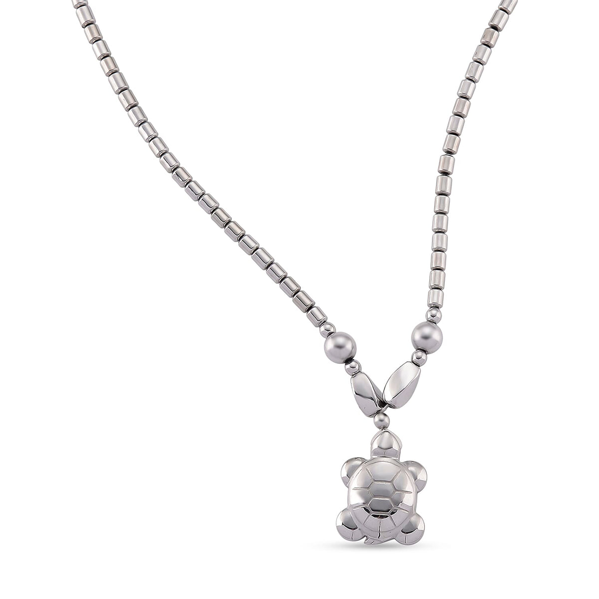 Set of 2 - Silver Plated Hematite Cross and Turtle Necklace (Size - 25) 448.50 Ct. V32733467 3