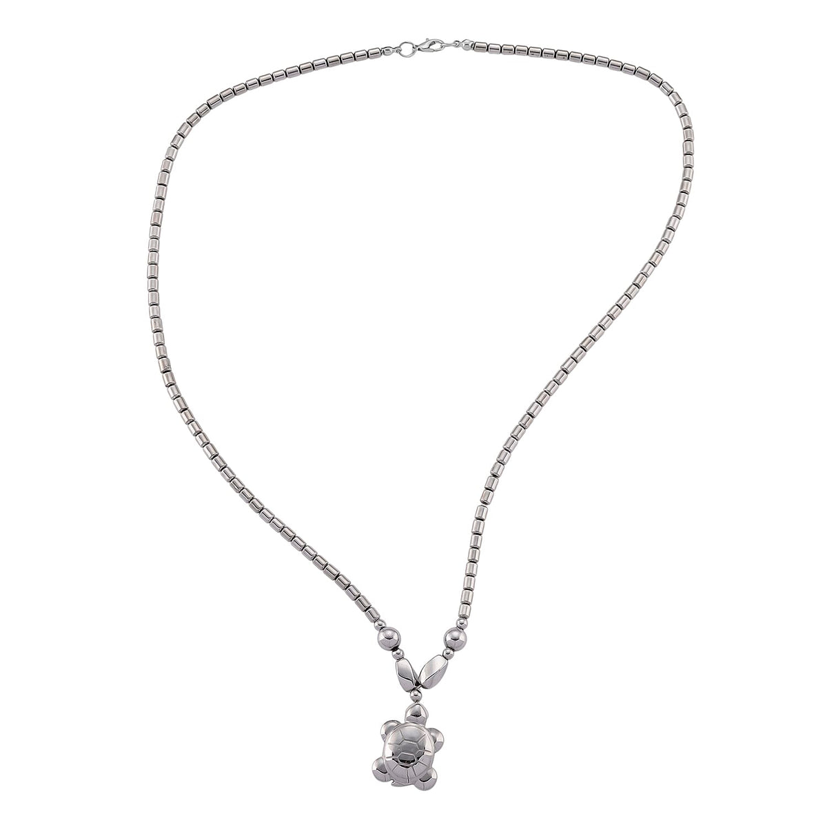 Set of 2 - Silver Plated Hematite Cross and Turtle Necklace (Size - 25) 448.50 Ct. V32733467 4