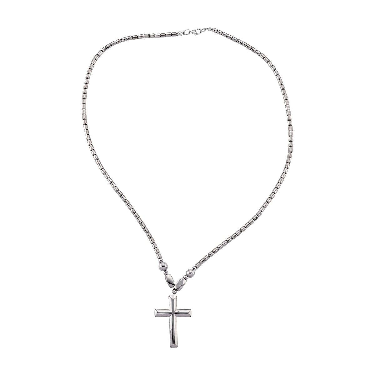 Set of 2 - Silver Plated Hematite Cross and Turtle Necklace (Size - 25) 448.50 Ct. V32733467 6