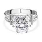 Set of 2 - Cubic Zirconia Ring in Rhodium Overlay Sterling Silver
