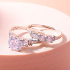 Set of 2 - Cubic Zirconia Ring in Rhodium Overlay Sterling Silver