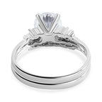Set of 2 - Cubic Zirconia Ring in Rhodium Overlay Sterling Silver