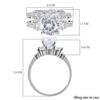 Set of 2 - Cubic Zirconia Ring in Rhodium Overlay Sterling Silver