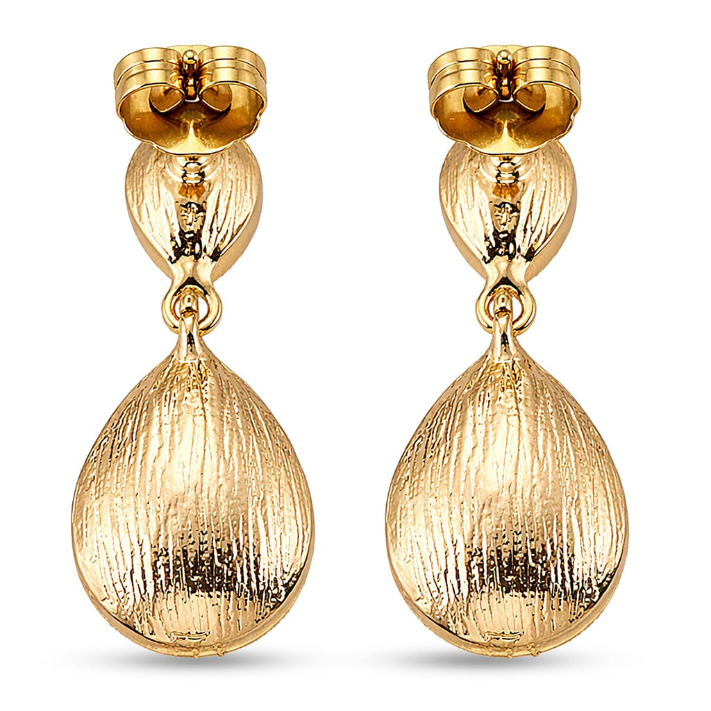 Set of 2 - Simulated Mystic White Crystal Dangling Earring with Push Back in Yellow Gold Tone