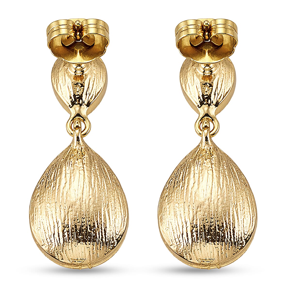 Set of 2 - Simulated Mystic White Crystal Dangling Earring with Push Back in Yellow Gold Tone V32518079 5