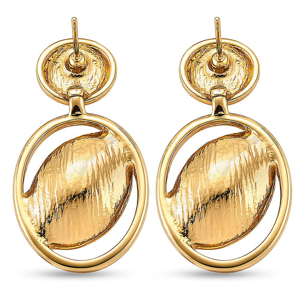 Set of 2 - Simulated Mystic White Crystal Dangling Earring with Push Back in Yellow Gold Tone