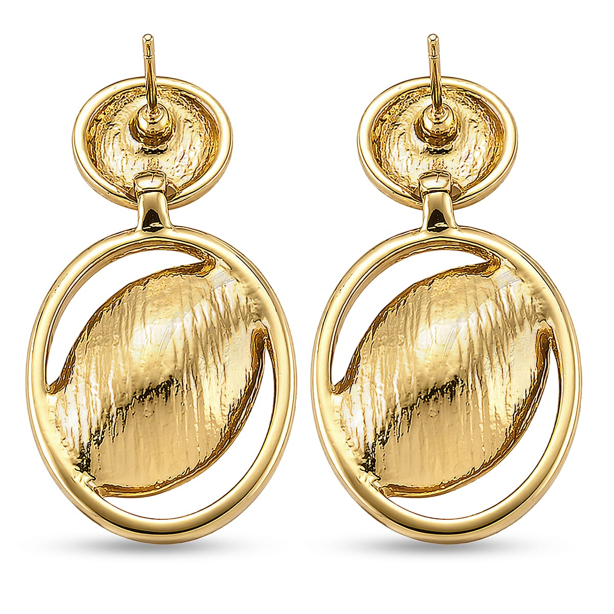 Set of 2 - Simulated Mystic White Crystal Dangling Earring with Push Back in Yellow Gold Tone V32518079 8