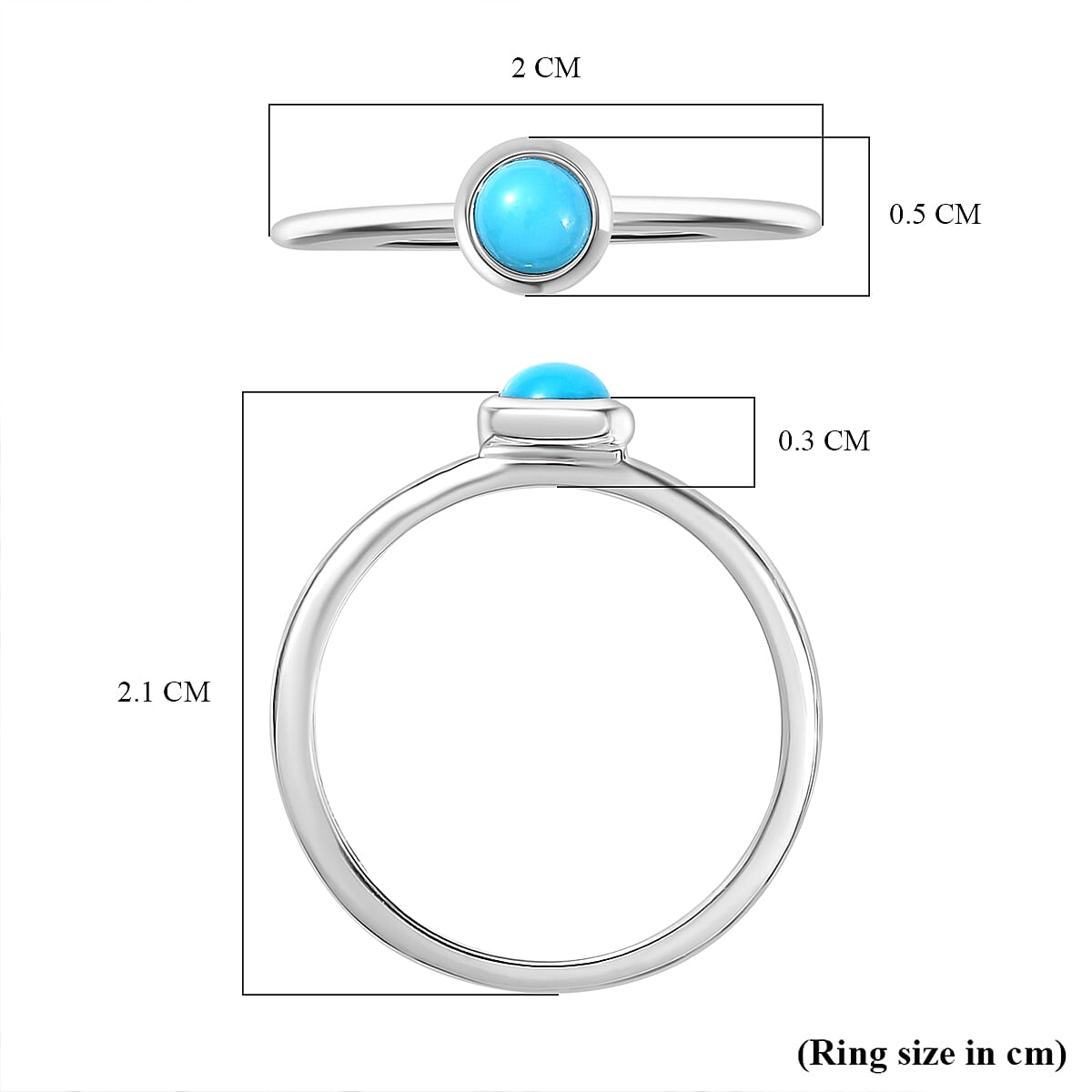 Set of 2 - Sleeping Beauty Turquoise Stackable Ring in Sterling Silver 4425053 6