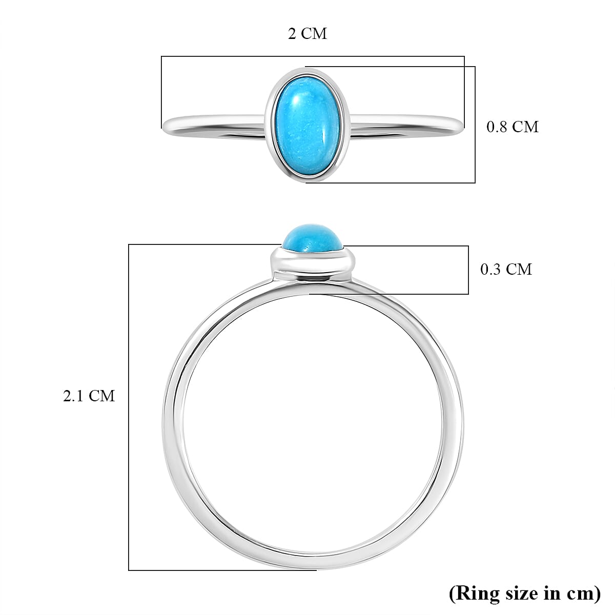 Set of 2 - Sleeping Beauty Turquoise Stackable Ring in Sterling Silver 4425053 7