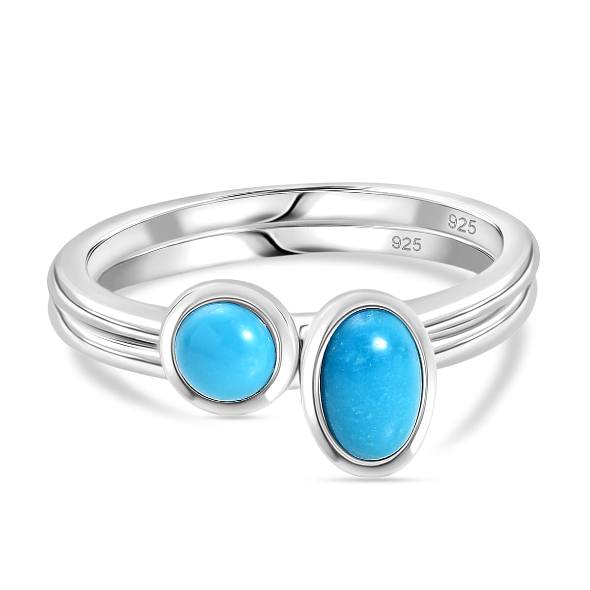 Set of 2 - Sleeping Beauty Turquoise Stackable Ring Sterling Silver 4425060 0