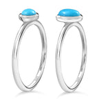Set of 2 -  Sleeping Beauty Turquoise Stackable Ring  Sterling Silver