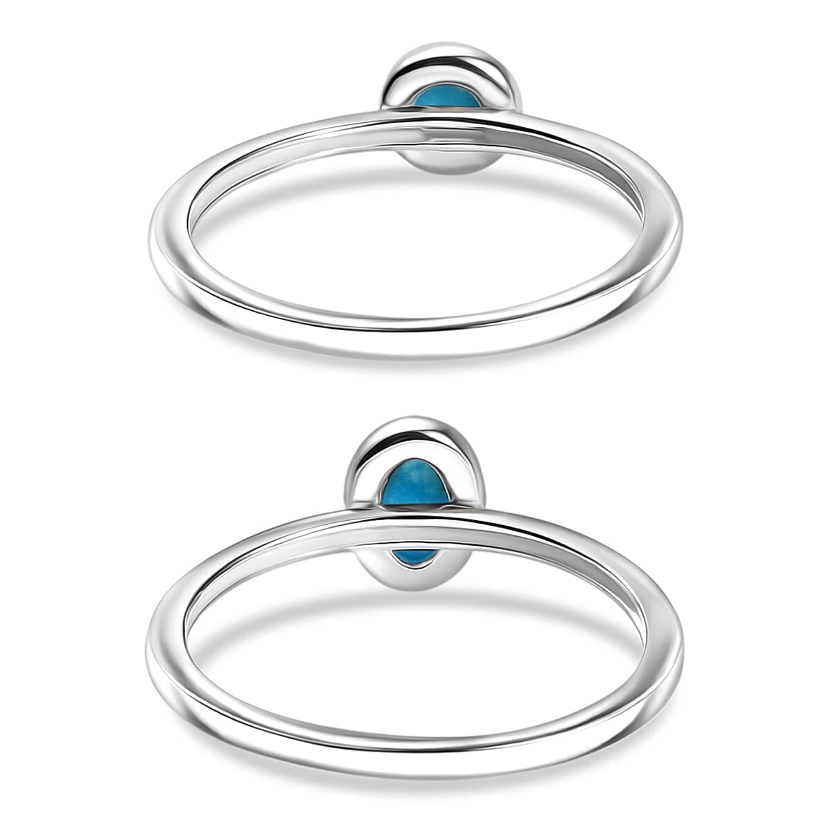 Set of 2 - Sleeping Beauty Turquoise Stackable Ring Sterling Silver 4425060 5