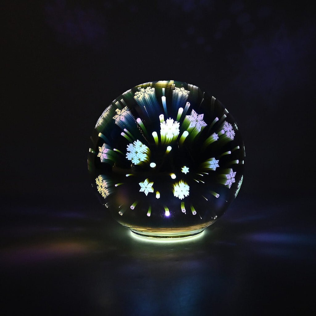 Set of 2 Snow Effect Glass Ball With White LED