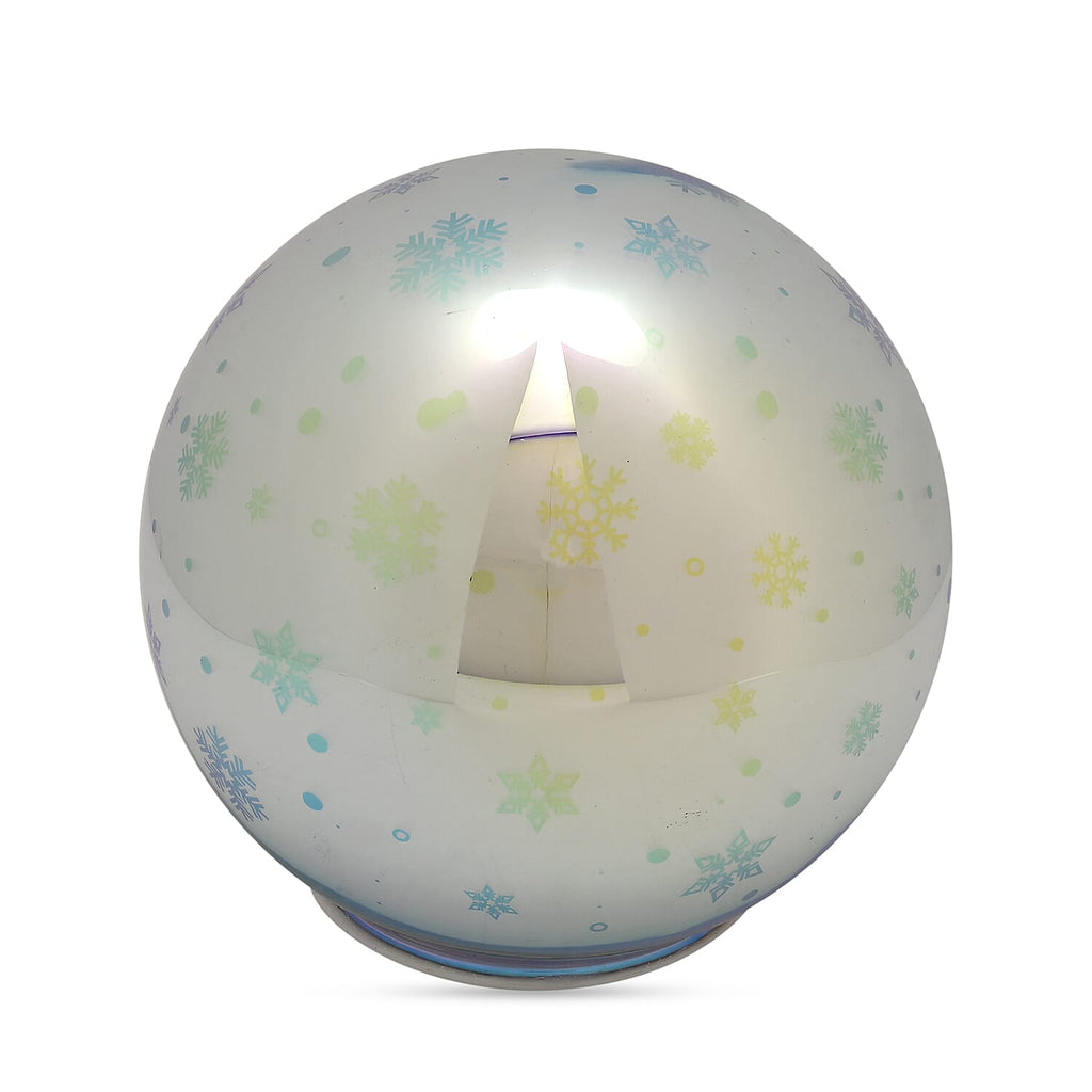 Set of 2 Snow Effect Glass Ball With White LED