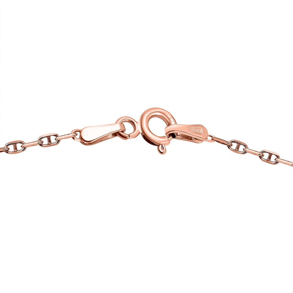 Set of 2 Sterling Silver Chains Rolo and Anchor (Size 18) - Rose Gold Overlay