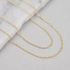 Set of 2 Sterling Silver Chains Rolo and Anchor (Size 18) - Yellow Gold Overlay