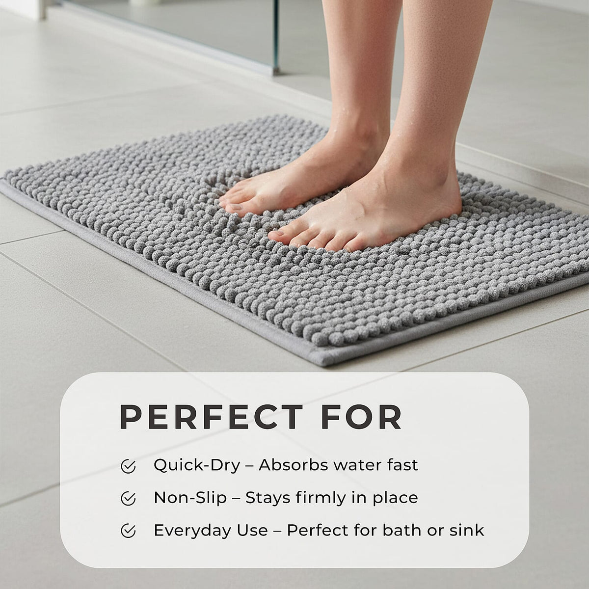 Set of 2 Super Soft Chenille Bath Mats (40 x 60 cm) V32577391 4