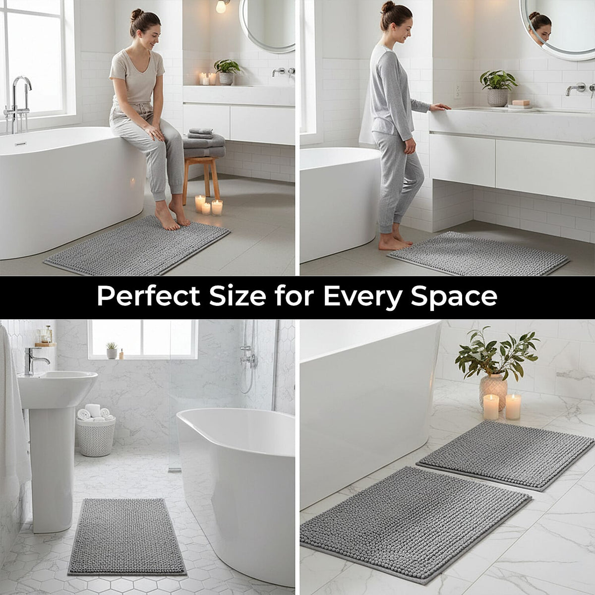 Set of 2 Super Soft Chenille Bath Mats (40 x 60 cm) V32577391 5