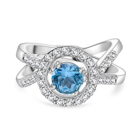GP Royal Art Deco Collection - Set of 2 Swiss Blue Topaz, White Zircon Stackable Ring in Sterling Silver 4369693 1