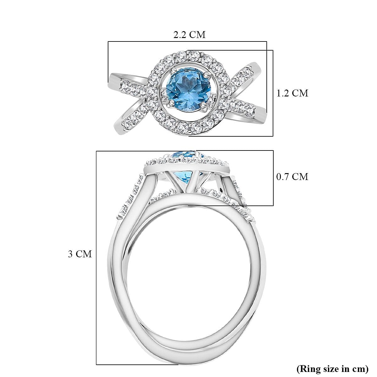 GP Royal Art Deco Collection - Set of 2 Swiss Blue Topaz, White Zircon Stackable Ring in Sterling Silver 4369693 5
