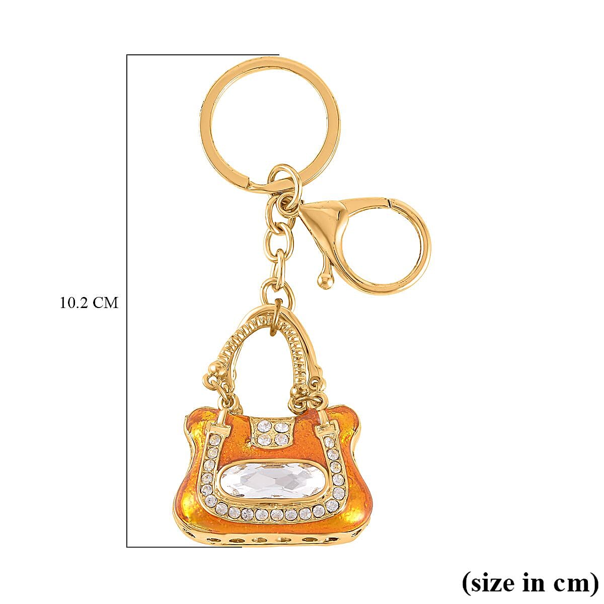 Set of 2 - White Austrian Crystal Playful Keychain in Yellow Gold Tone 4177607 5