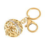 Set of 2 - White Austrian Crystal Playful Keychain in Yellow Gold Tone
