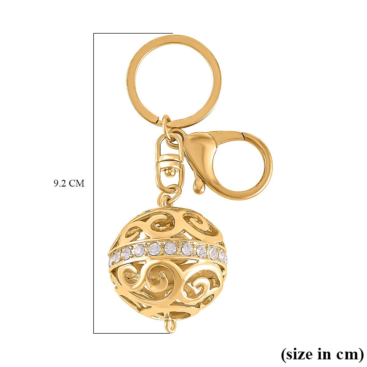 Set of 2 - White Austrian Crystal Playful Keychain in Yellow Gold Tone 4177607 8