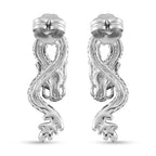 Set of 2 - White Crystal Dragon Enamelled Bangle & Push Back Earrings in Silver & Yellow Gold Tone