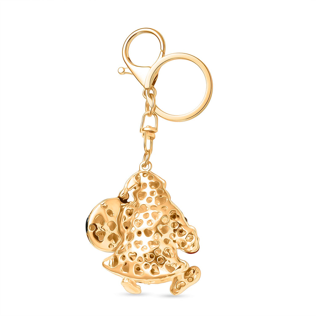 Set of 2 - Multi Colour Santa & Christmas Hat Crystal Keychain in Yellow Gold Plated