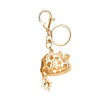 Set of 2 - Multi Colour Santa & Christmas Hat Crystal Keychain in Yellow Gold Plated
