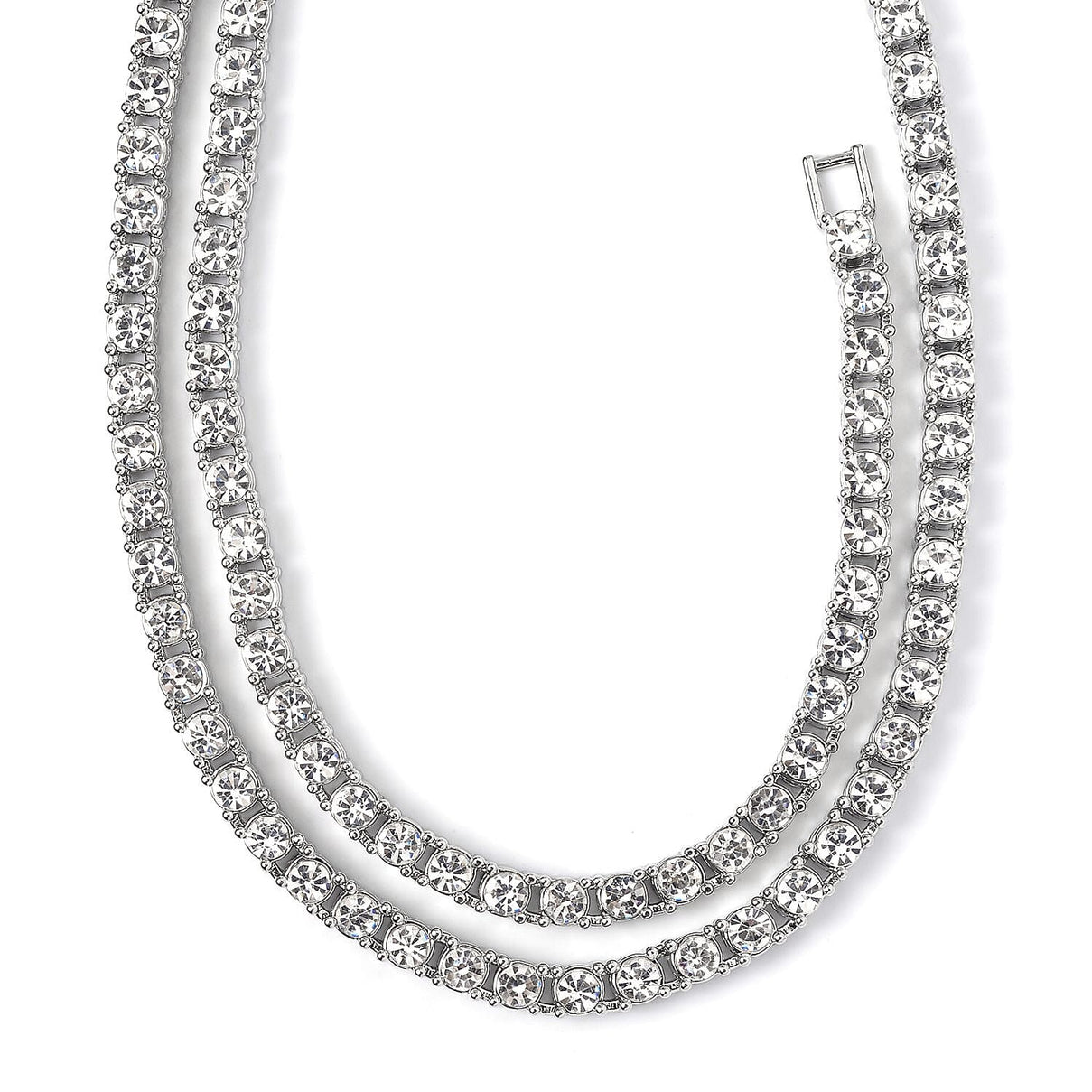 Set of 2 - White Crystal Tennis Necklace (Size - 20) &amp; Bracelet (Size - 7.5) in Silver Tone V32516665 4