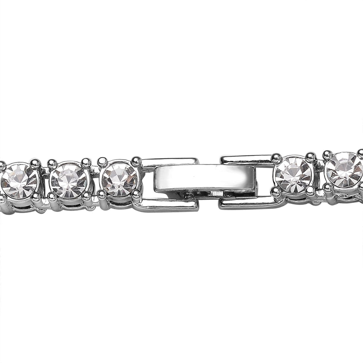 Set of 2 - White Crystal Tennis Necklace (Size - 20) &amp; Bracelet (Size - 7.5) in Silver Tone V32516665 5