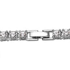 Set of 2 - White Crystal Necklace (Size - 20) & Tennis Bracelet (Size - 7.5) in Silver Tone