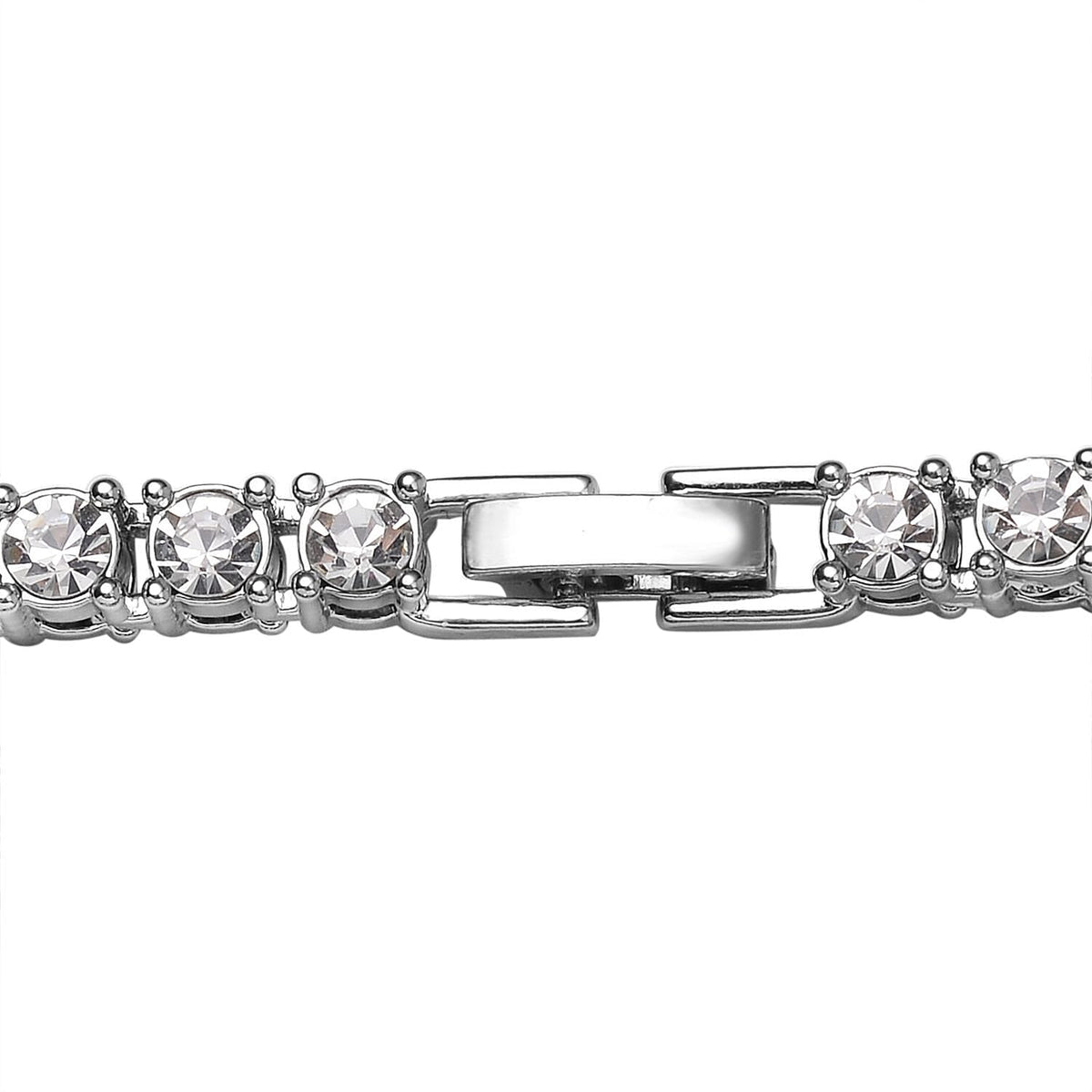 Set of 2 - White Crystal Tennis Necklace (Size - 20) &amp; Bracelet (Size - 7.5) in Silver Tone V32516665 5