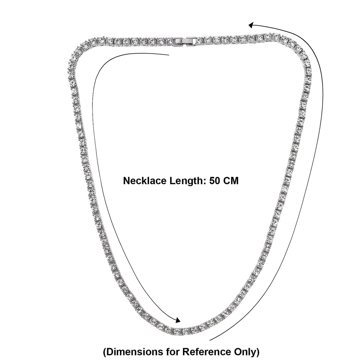 Set of 2 - White Crystal Tennis Necklace (Size - 20) &amp; Bracelet (Size - 7.5) in Silver Tone V32516665 7